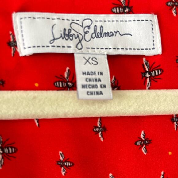 Libby Edelman Red Bee Print long sleeve Blouse | XS - Picture 2 of 4